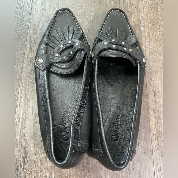 COLE HAAN Women's Black Leather Loafers Moccasins - Picture 3 of 7